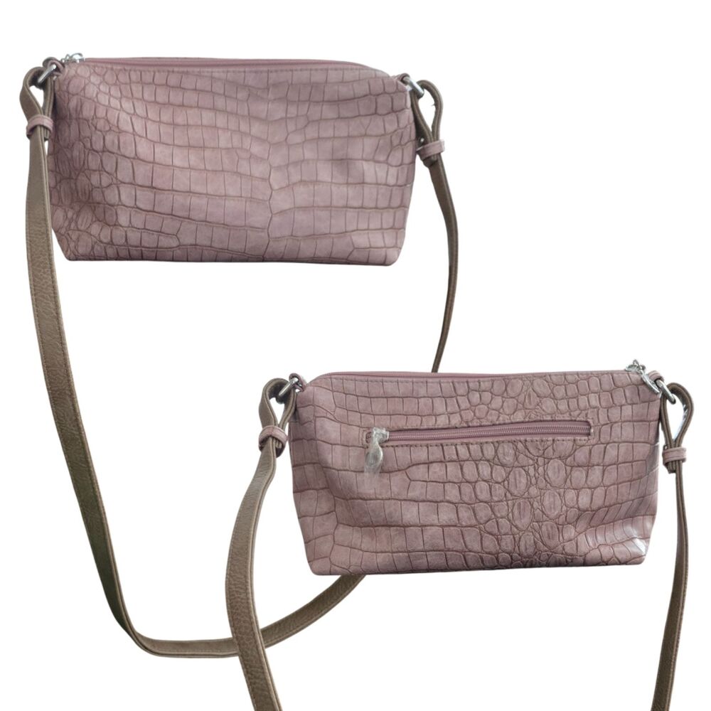 Sydney Love Mauve Croc Embossed Crossbody Shoulder Bag Chic Purse - Picture 6 of 7